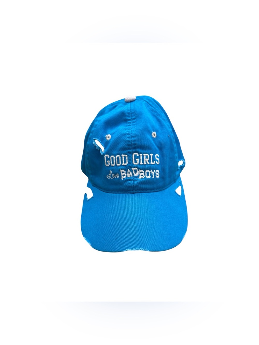 Bright Blue Baseball Cap with Embroidered Slogan